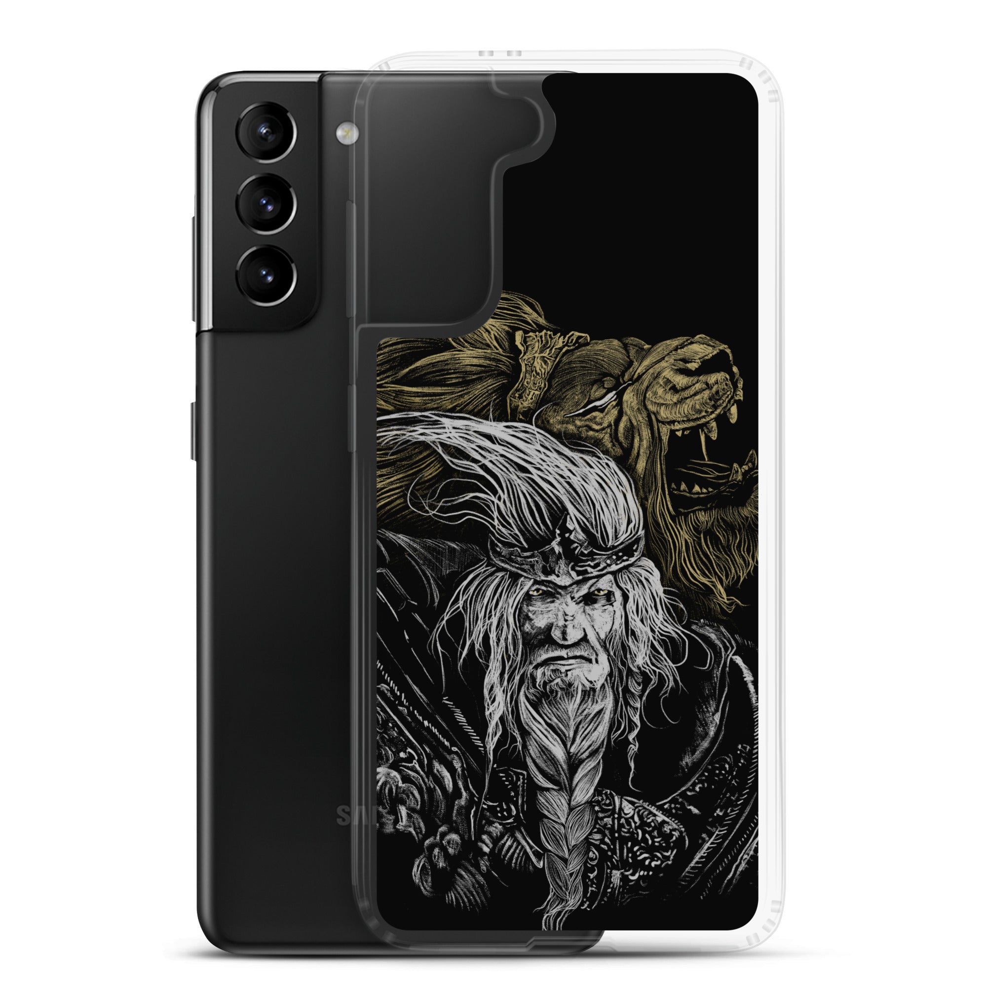Godfrey First Elden Lord Elden Ring Fan Art – Dark Fantasy Serosh Artwork, Clear Case for Samsung® - Phone Accessories