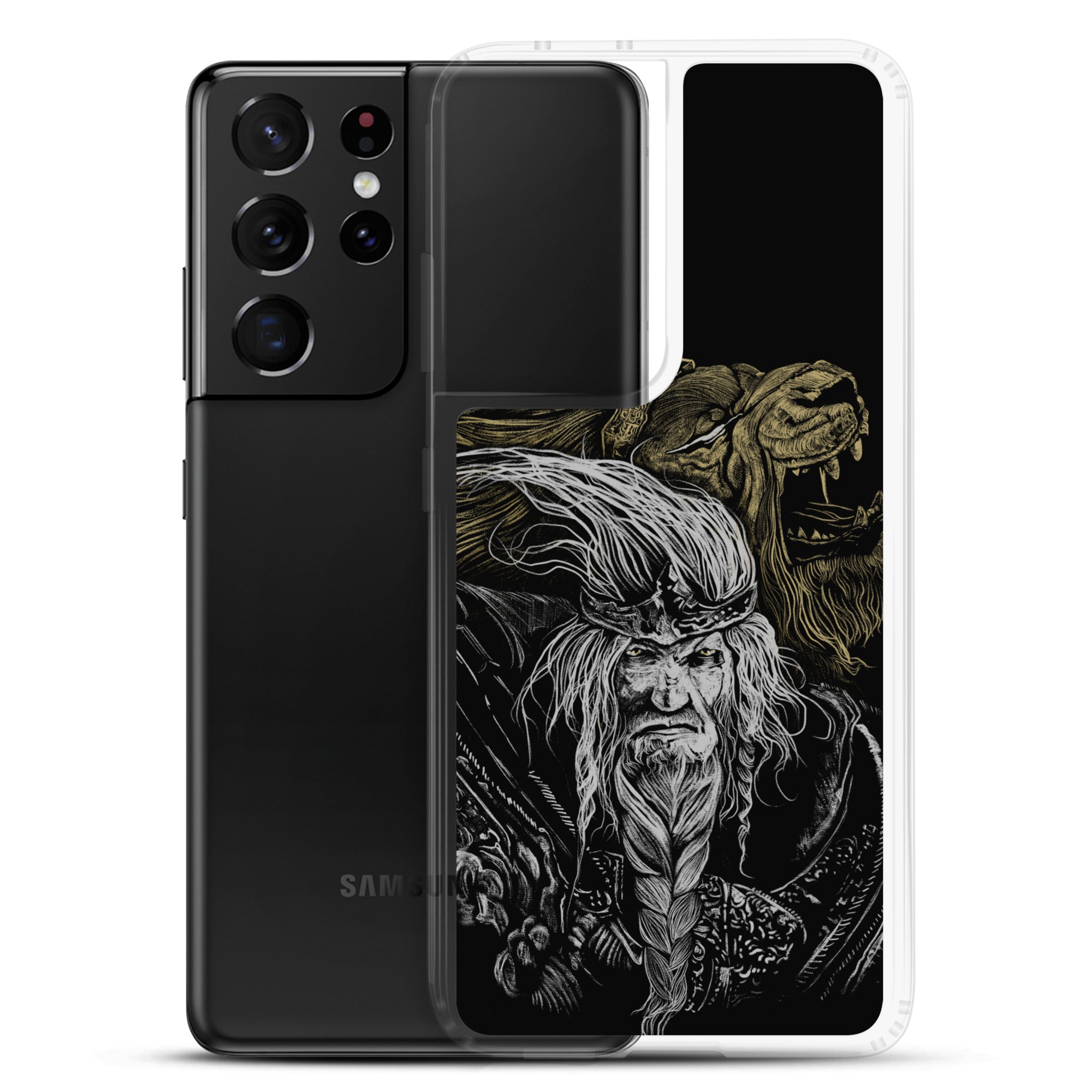 Godfrey First Elden Lord Elden Ring Fan Art – Dark Fantasy Serosh Artwork, Clear Case for Samsung® - Phone Accessories
