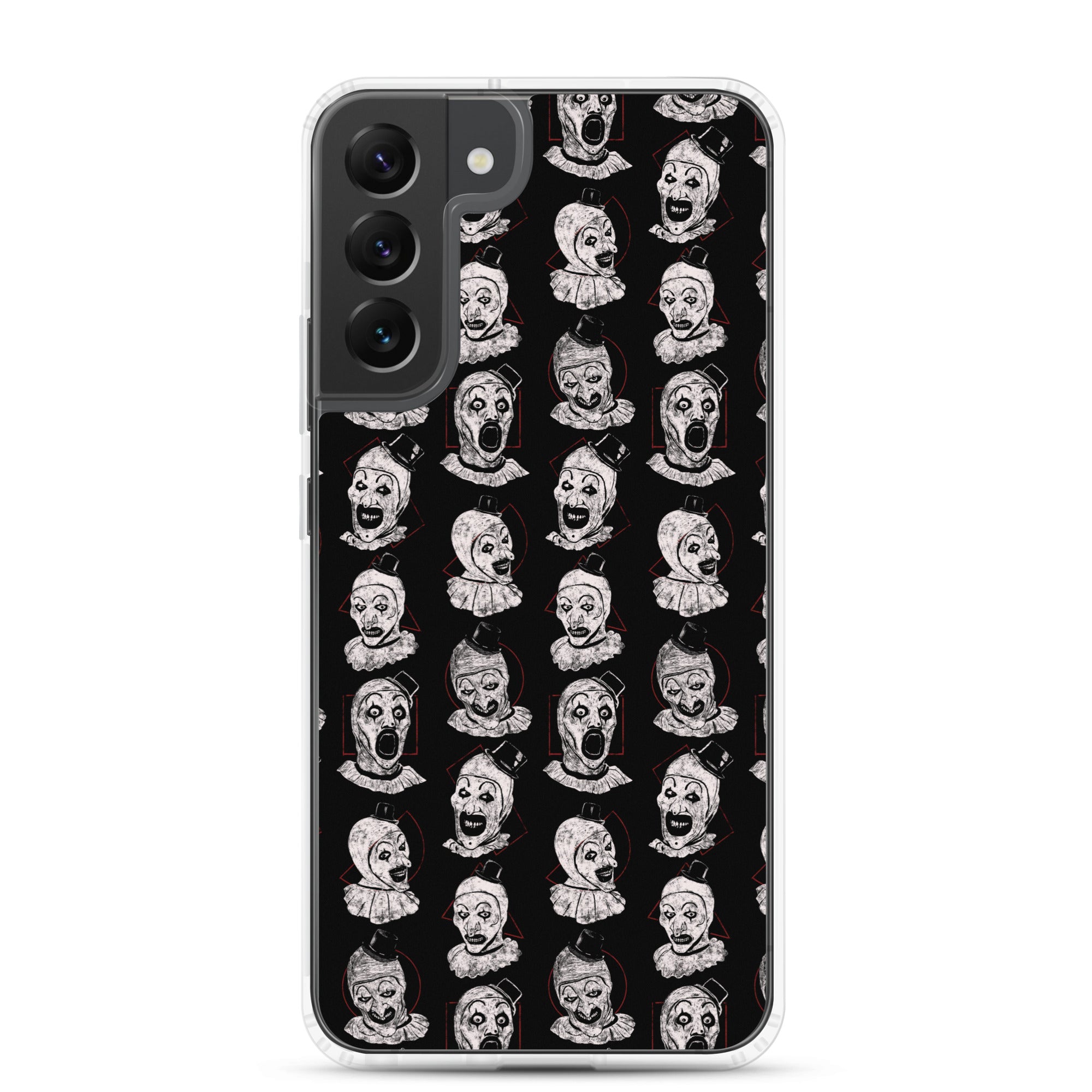 Terrifier Faces Pattern Phone Case - Art the Clown Multi-Expression Slasher Cover, Clear Case for Samsung® Samsung Galaxy S22 Plus - Phone Acessories