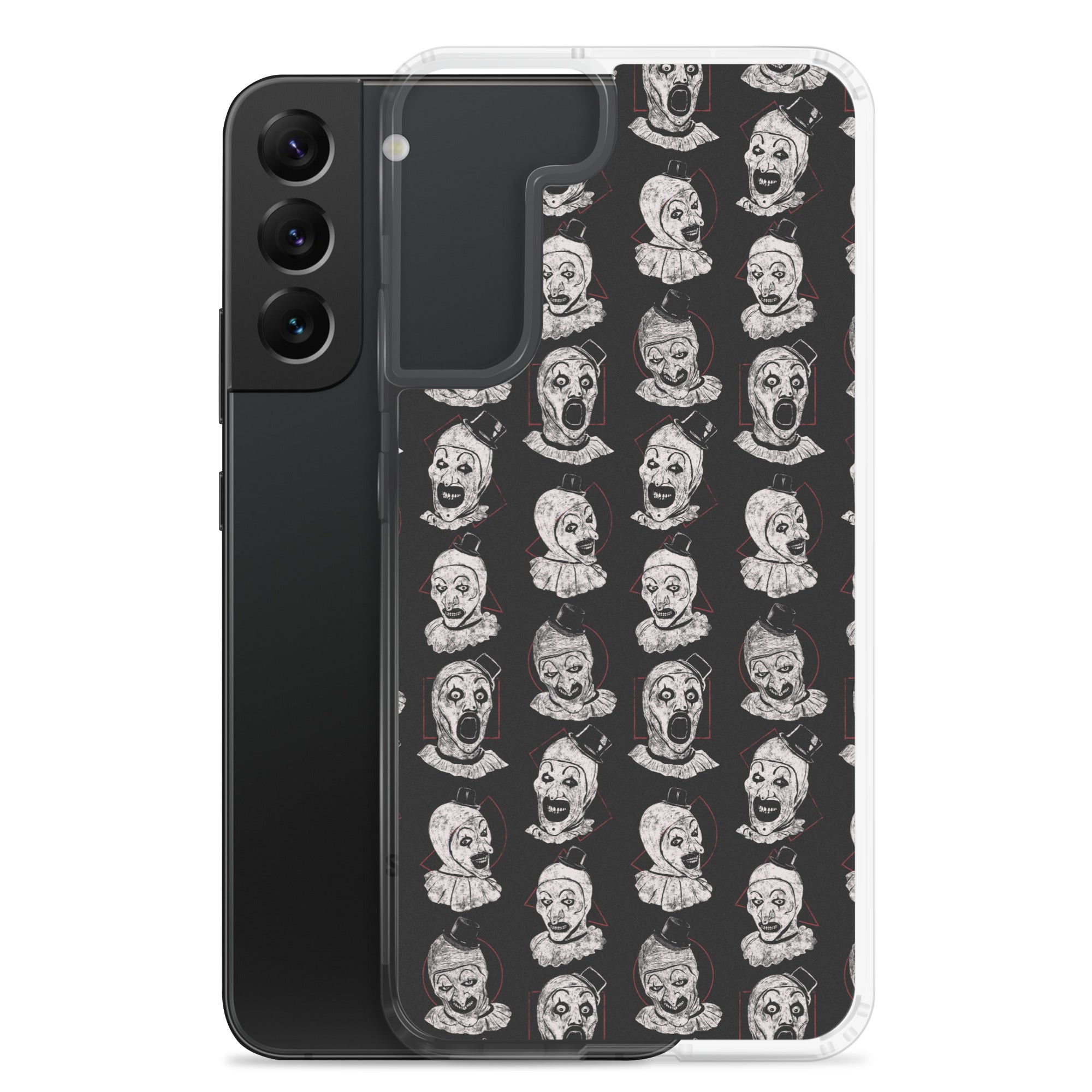 Terrifier Faces Pattern Phone Case - Art the Clown Multi-Expression Slasher Cover, Clear Case for Samsung® - Phone Acessories