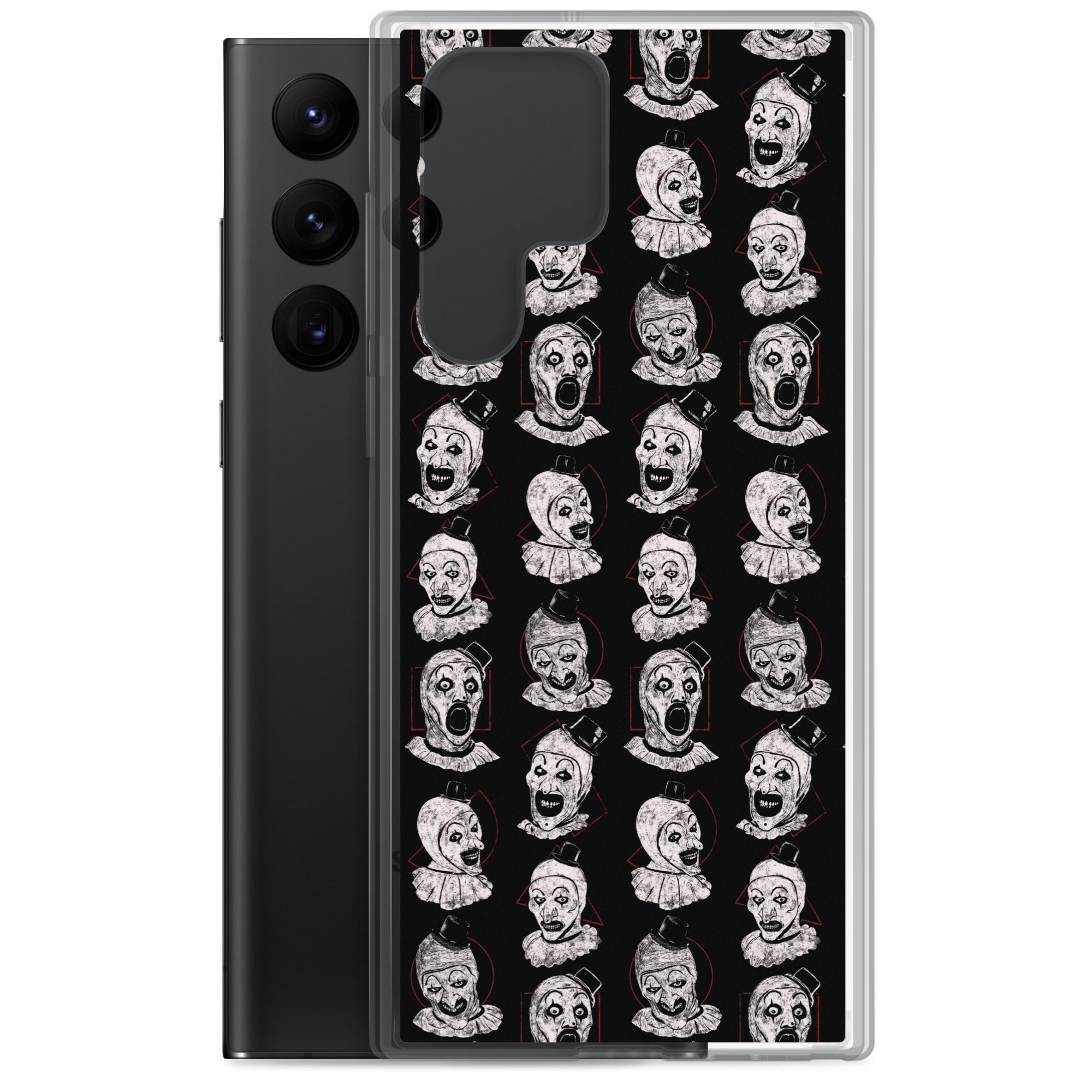 Terrifier Faces Pattern Phone Case - Art the Clown Multi-Expression Slasher Cover, Clear Case for Samsung® - Phone Acessories