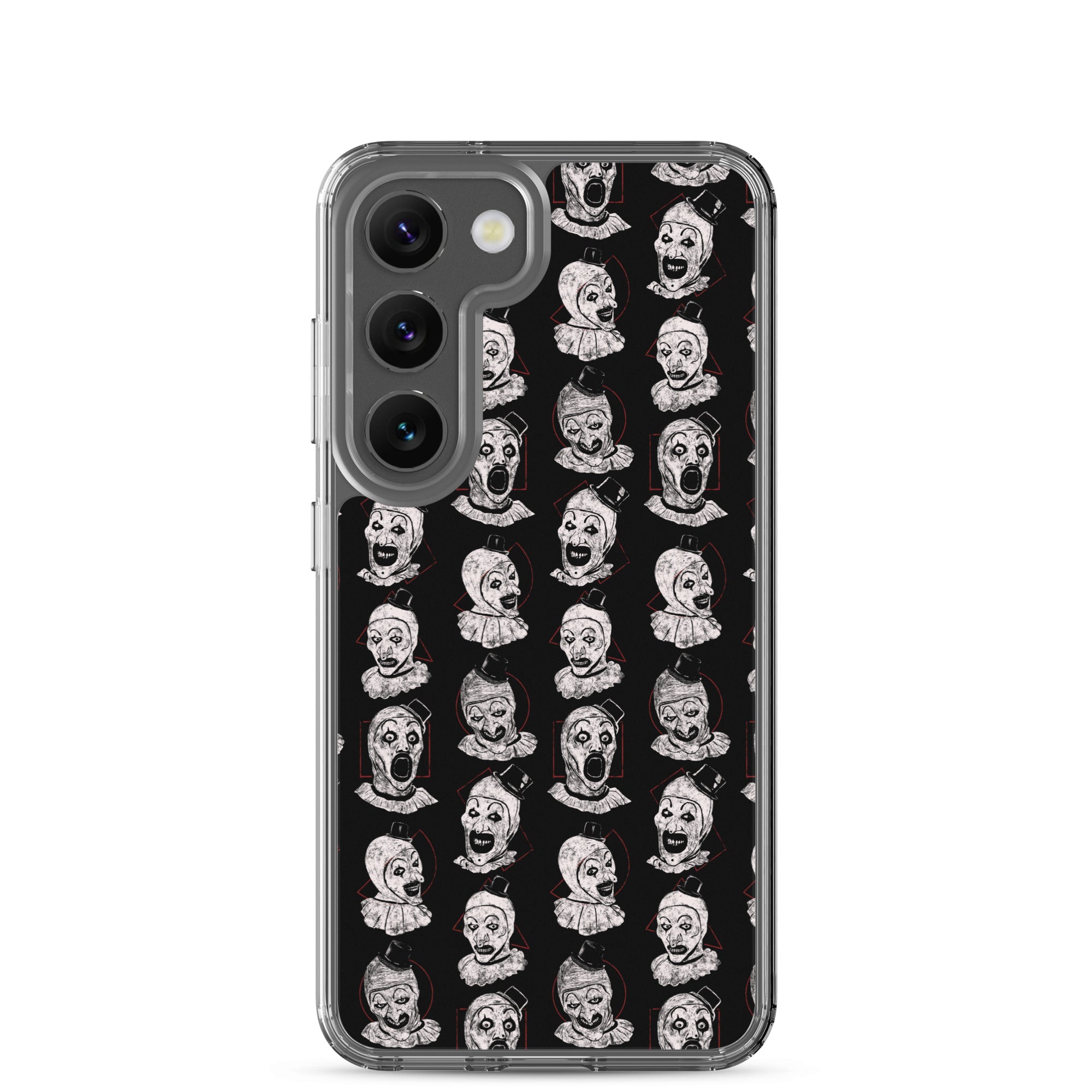 Terrifier Faces Pattern Phone Case - Art the Clown Multi-Expression Slasher Cover, Clear Case for Samsung® Samsung Galaxy S23 - Phone Acessories