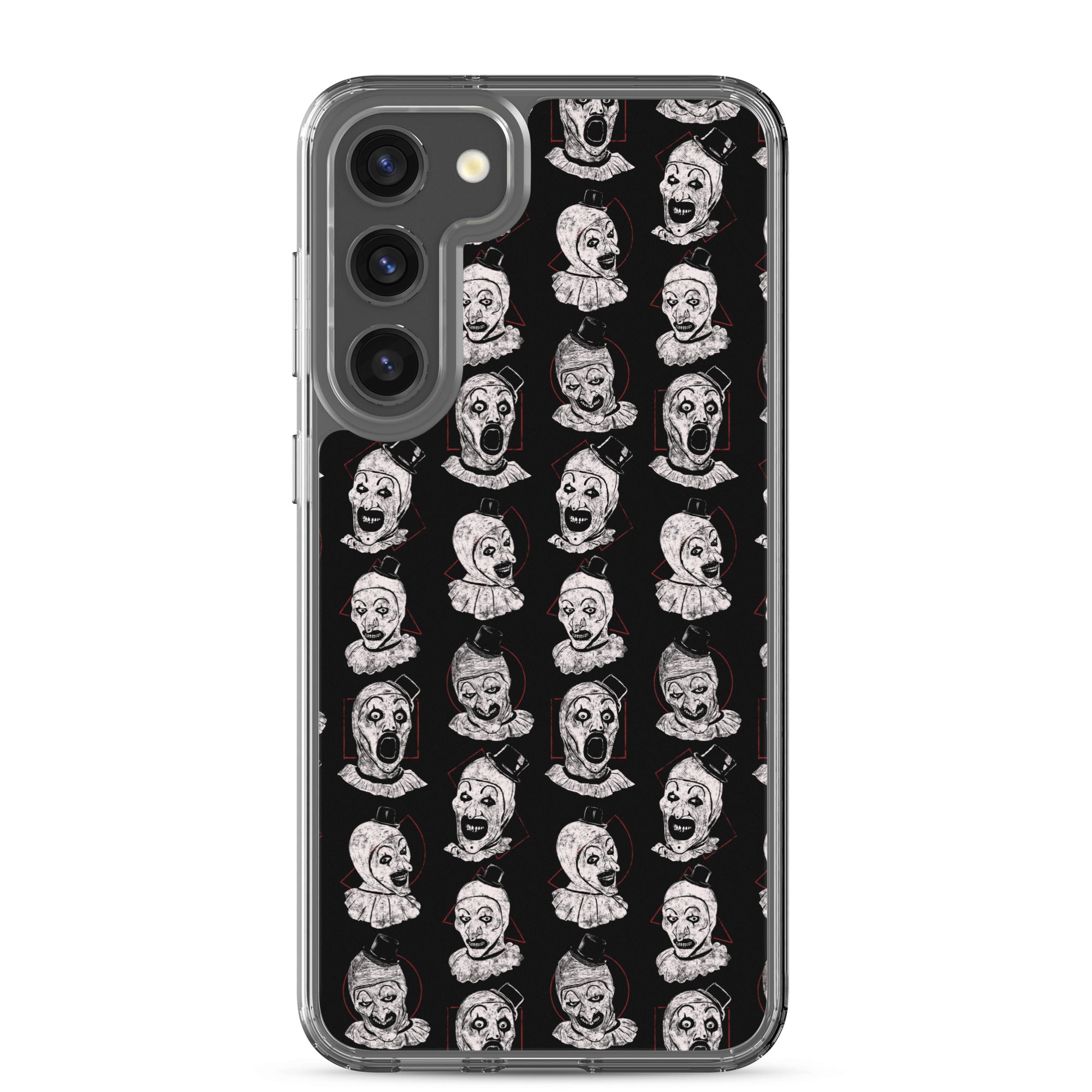 Terrifier Faces Pattern Phone Case - Art the Clown Multi-Expression Slasher Cover, Clear Case for Samsung® Samsung Galaxy S23 Plus - Phone Acessories