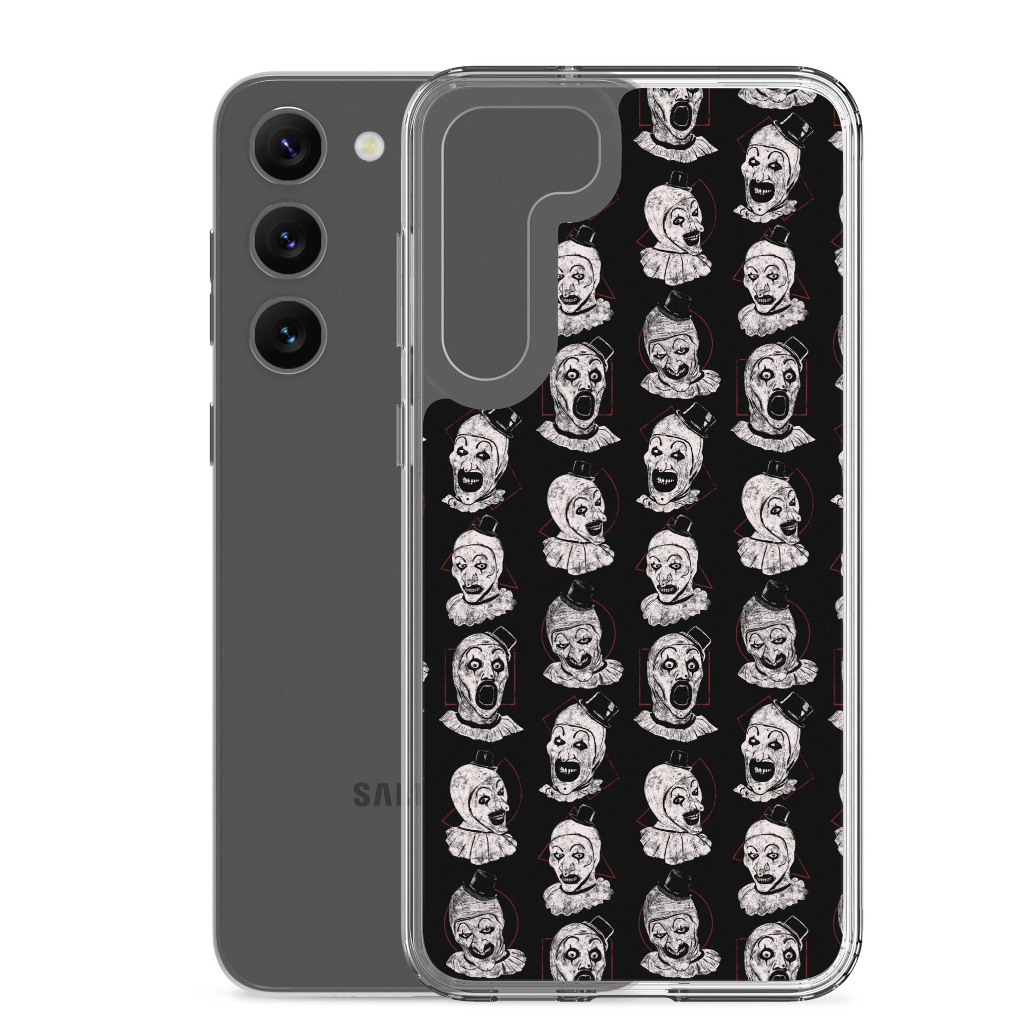 Terrifier Faces Pattern Phone Case - Art the Clown Multi-Expression Slasher Cover, Clear Case for Samsung® - Phone Acessories