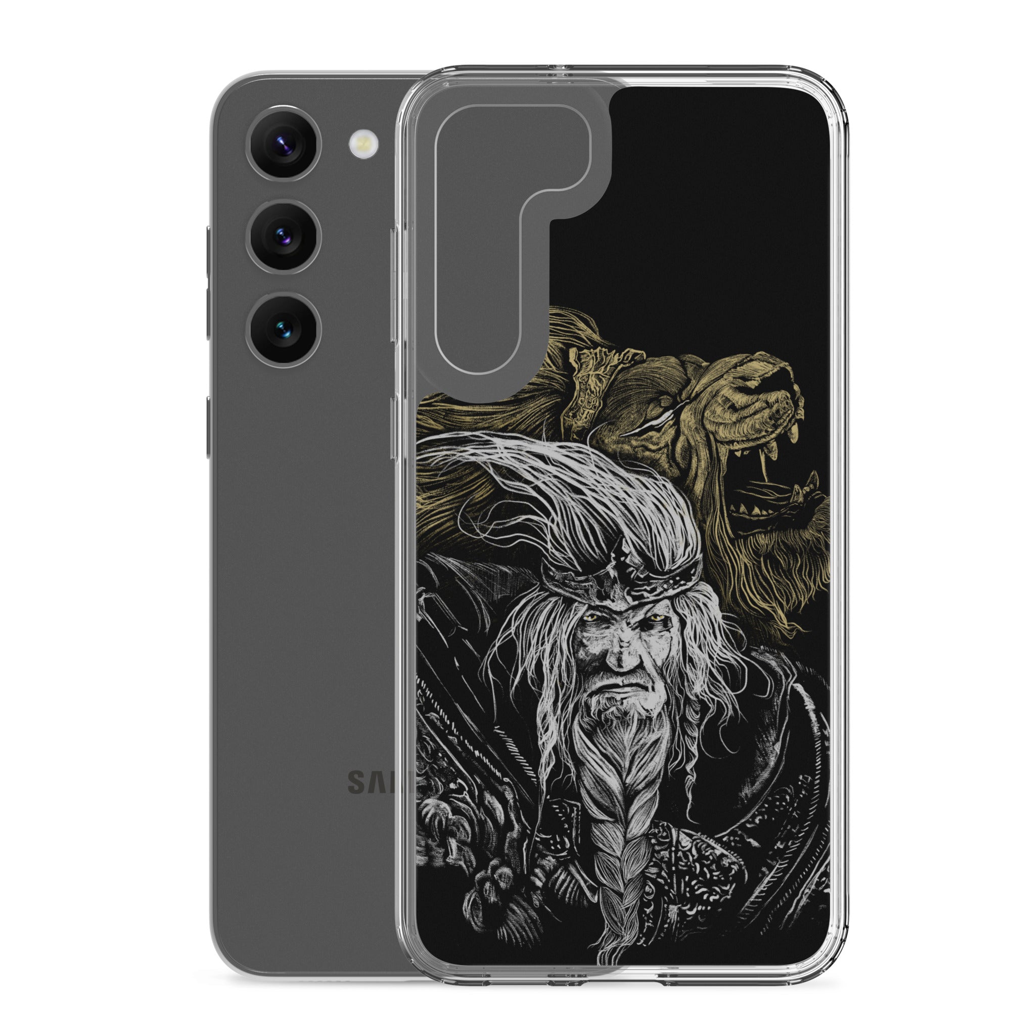Godfrey First Elden Lord Elden Ring Fan Art – Dark Fantasy Serosh Artwork, Clear Case for Samsung® - Phone Accessories