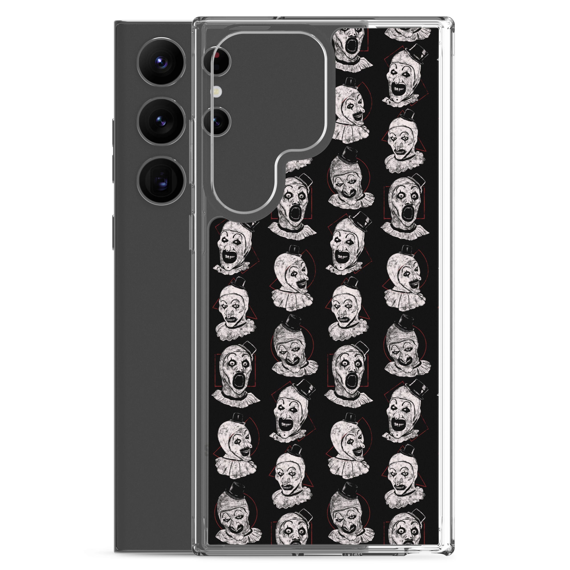 Terrifier Faces Pattern Phone Case - Art the Clown Multi-Expression Slasher Cover, Clear Case for Samsung® - Phone Acessories
