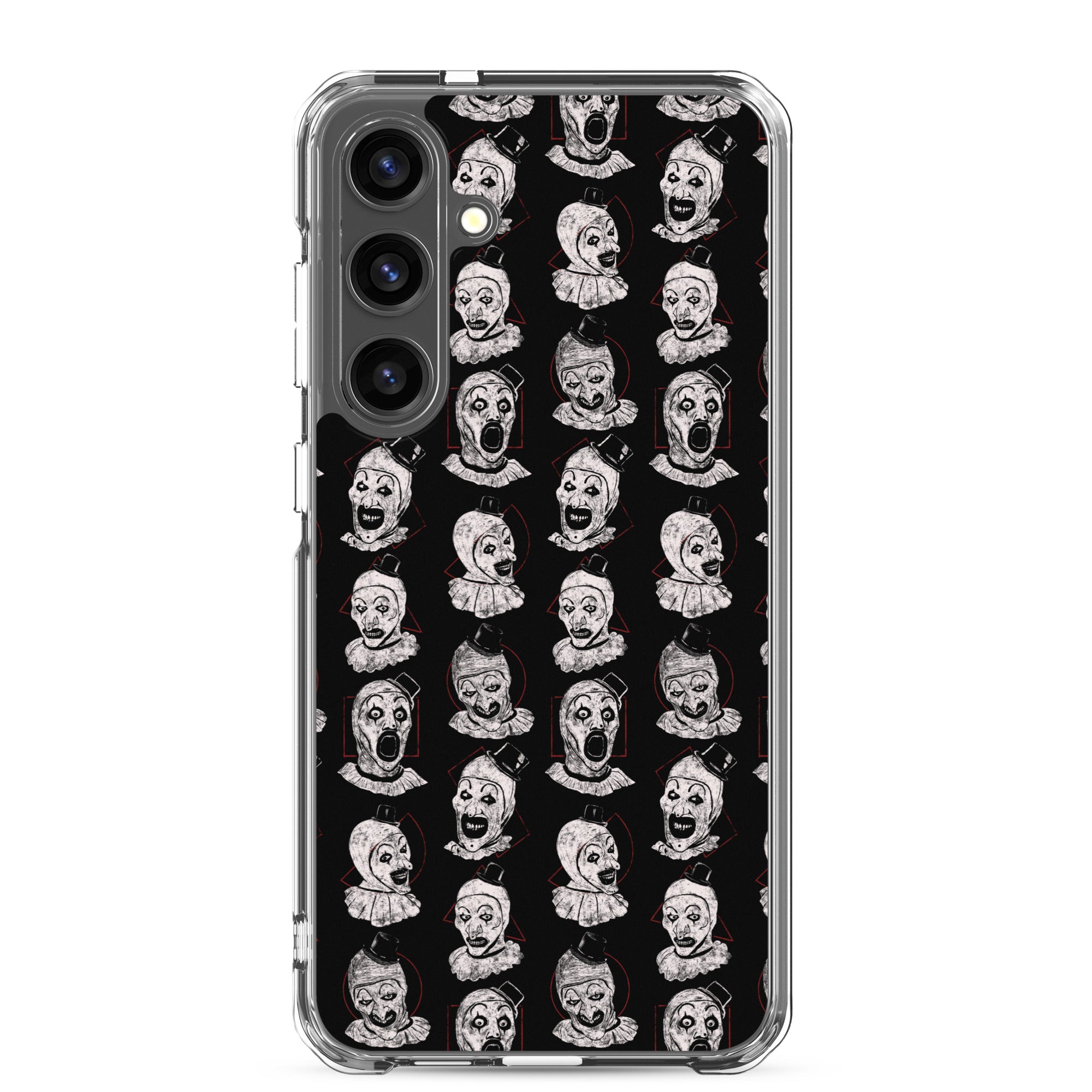 Terrifier Faces Pattern Phone Case - Art the Clown Multi-Expression Slasher Cover, Clear Case for Samsung® Samsung Galaxy S24 Plus - Phone Acessories