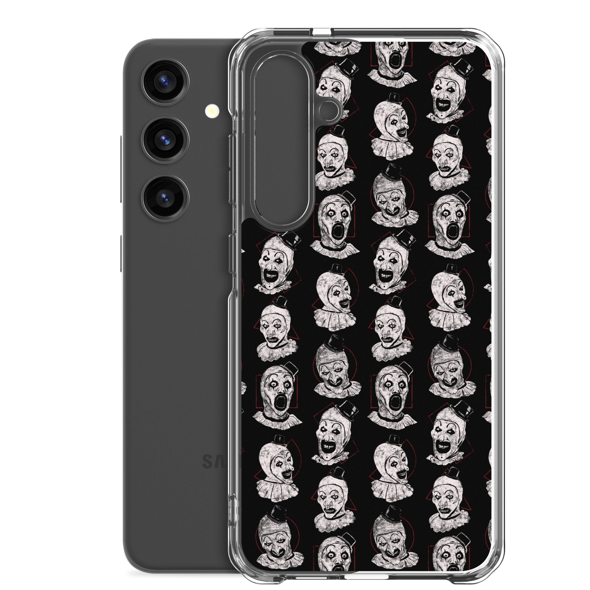 Terrifier Faces Pattern Phone Case - Art the Clown Multi-Expression Slasher Cover, Clear Case for Samsung® - Phone Acessories