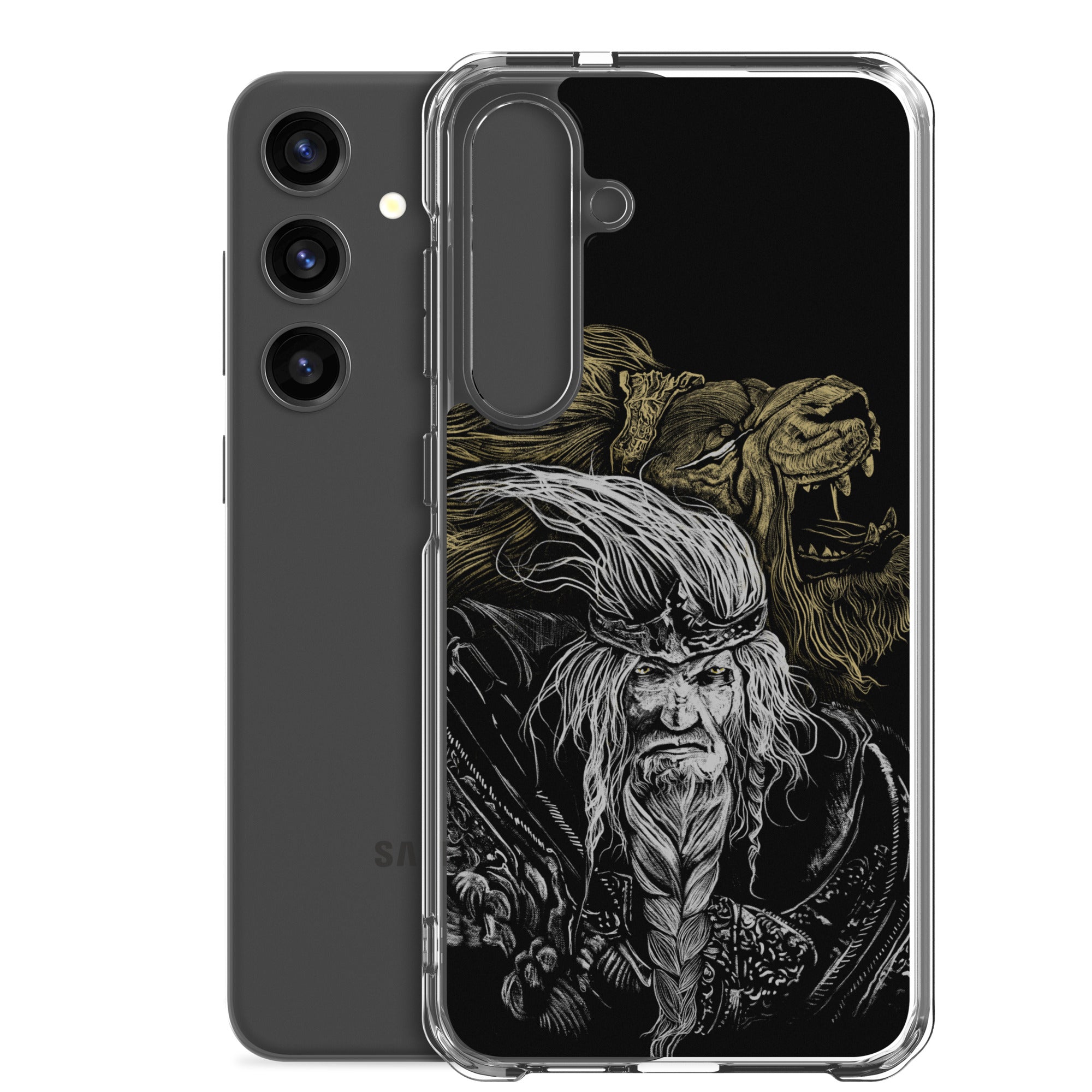 Godfrey First Elden Lord Elden Ring Fan Art – Dark Fantasy Serosh Artwork, Clear Case for Samsung® - Phone Accessories