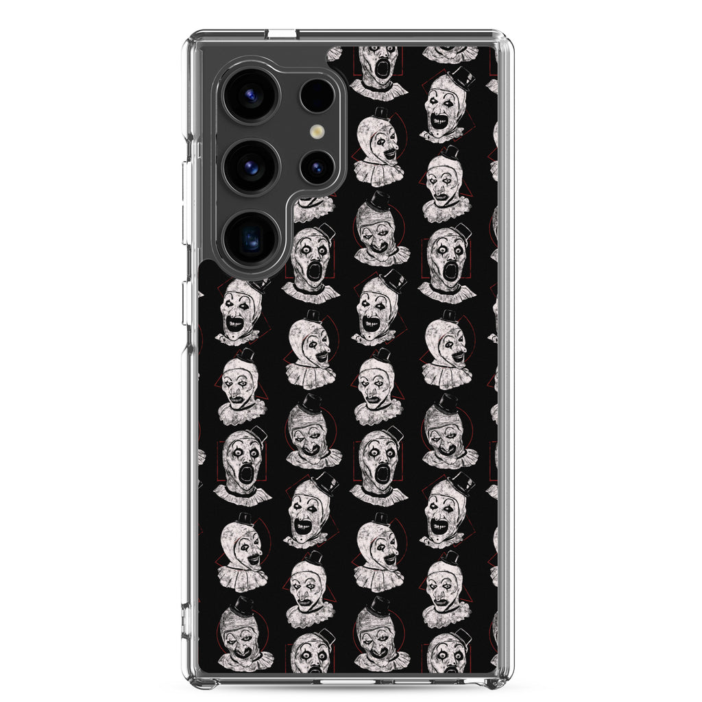 Terrifier Faces Pattern Phone Case - Art the Clown Multi-Expression Slasher Cover, Clear Case for Samsung® Samsung Galaxy S24 Ultra - Phone Acessories
