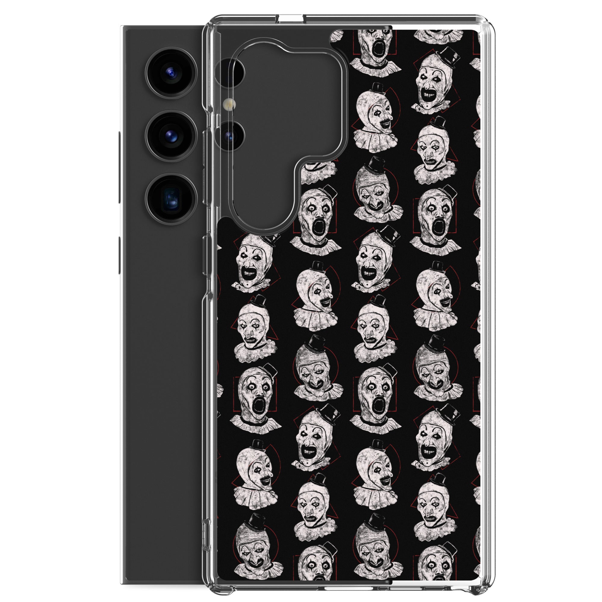 Terrifier Faces Pattern Phone Case - Art the Clown Multi-Expression Slasher Cover, Clear Case for Samsung® - Phone Acessories