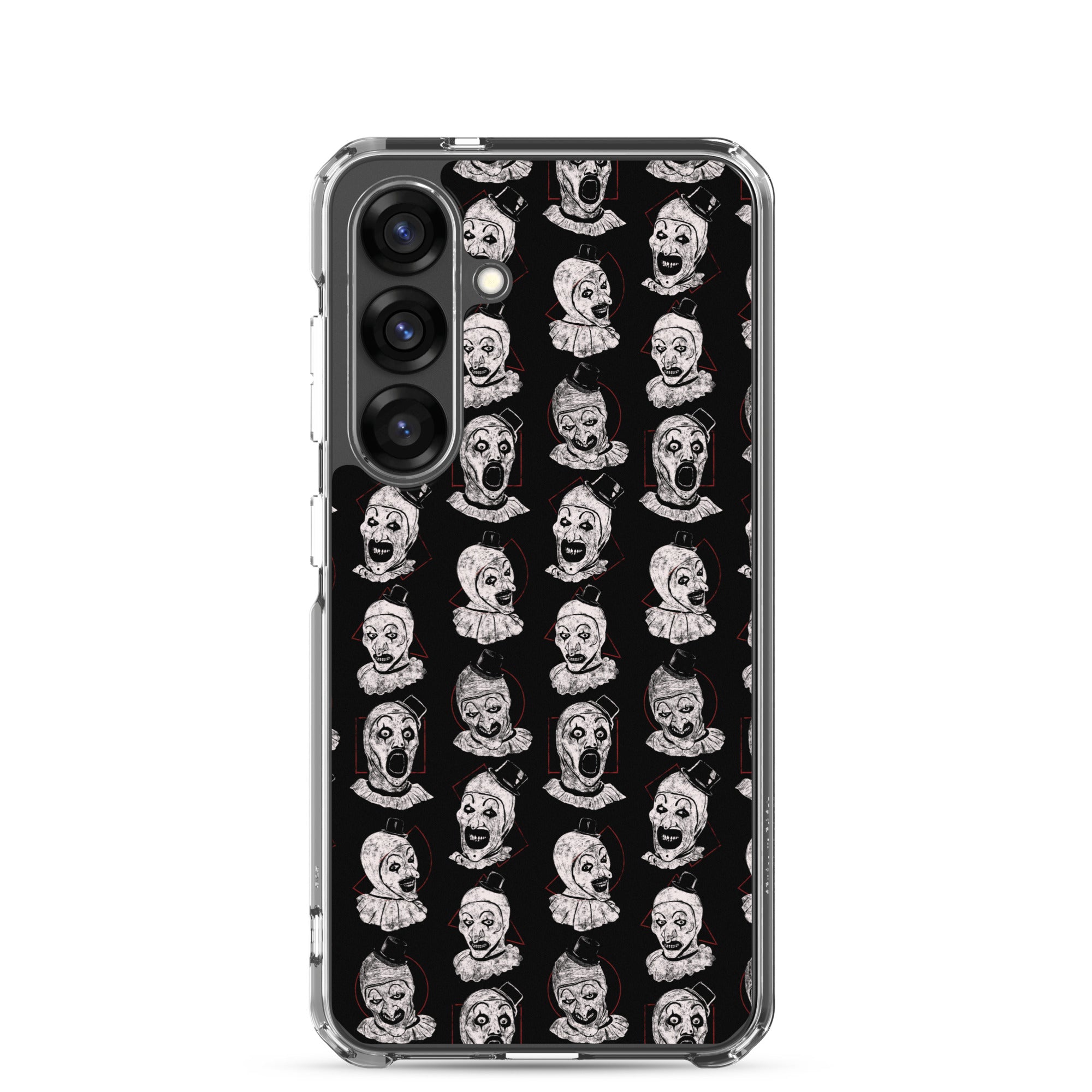 Terrifier Faces Pattern Phone Case - Art the Clown Multi-Expression Slasher Cover, Clear Case for Samsung® Samsung Galaxy S25 - Phone Acessories