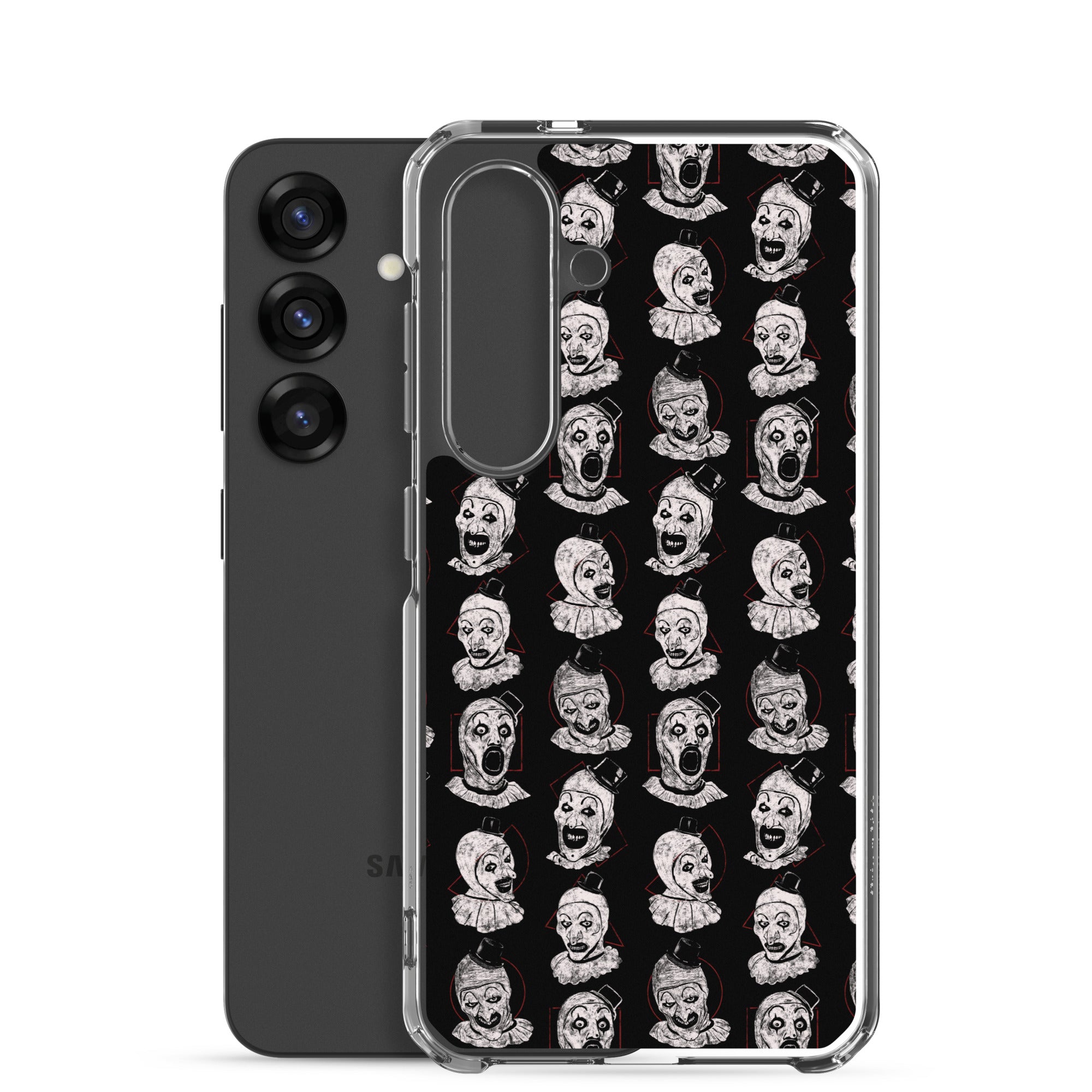 Terrifier Faces Pattern Phone Case - Art the Clown Multi-Expression Slasher Cover, Clear Case for Samsung® - Phone Acessories