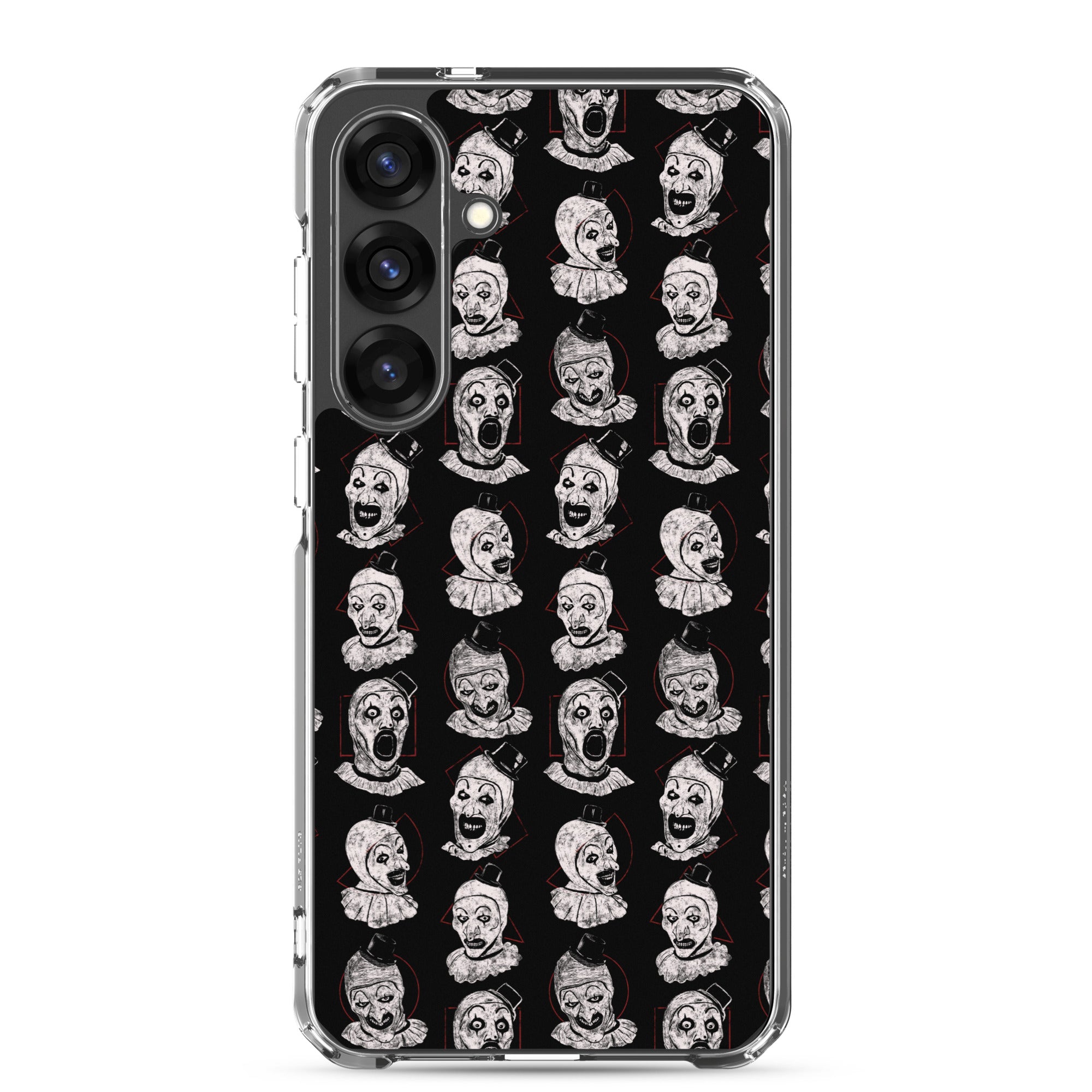 Terrifier Faces Pattern Phone Case - Art the Clown Multi-Expression Slasher Cover, Clear Case for Samsung® Samsung Galaxy S25 Plus - Phone Acessories
