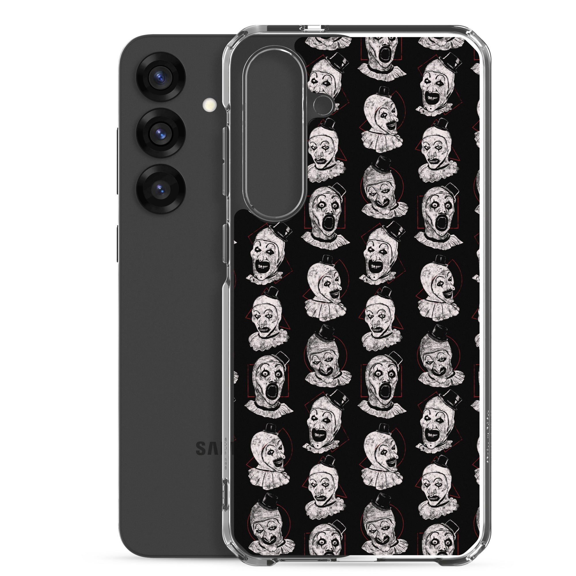 Terrifier Faces Pattern Phone Case - Art the Clown Multi-Expression Slasher Cover, Clear Case for Samsung® - Phone Acessories