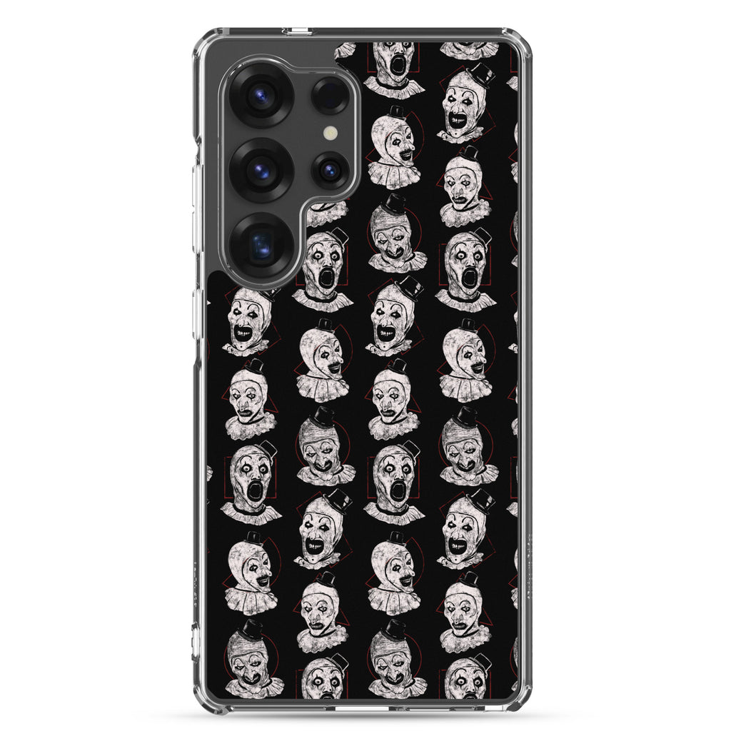 Terrifier Faces Pattern Phone Case - Art the Clown Multi-Expression Slasher Cover, Clear Case for Samsung® Samsung Galaxy S25 Ultra - Phone Acessories