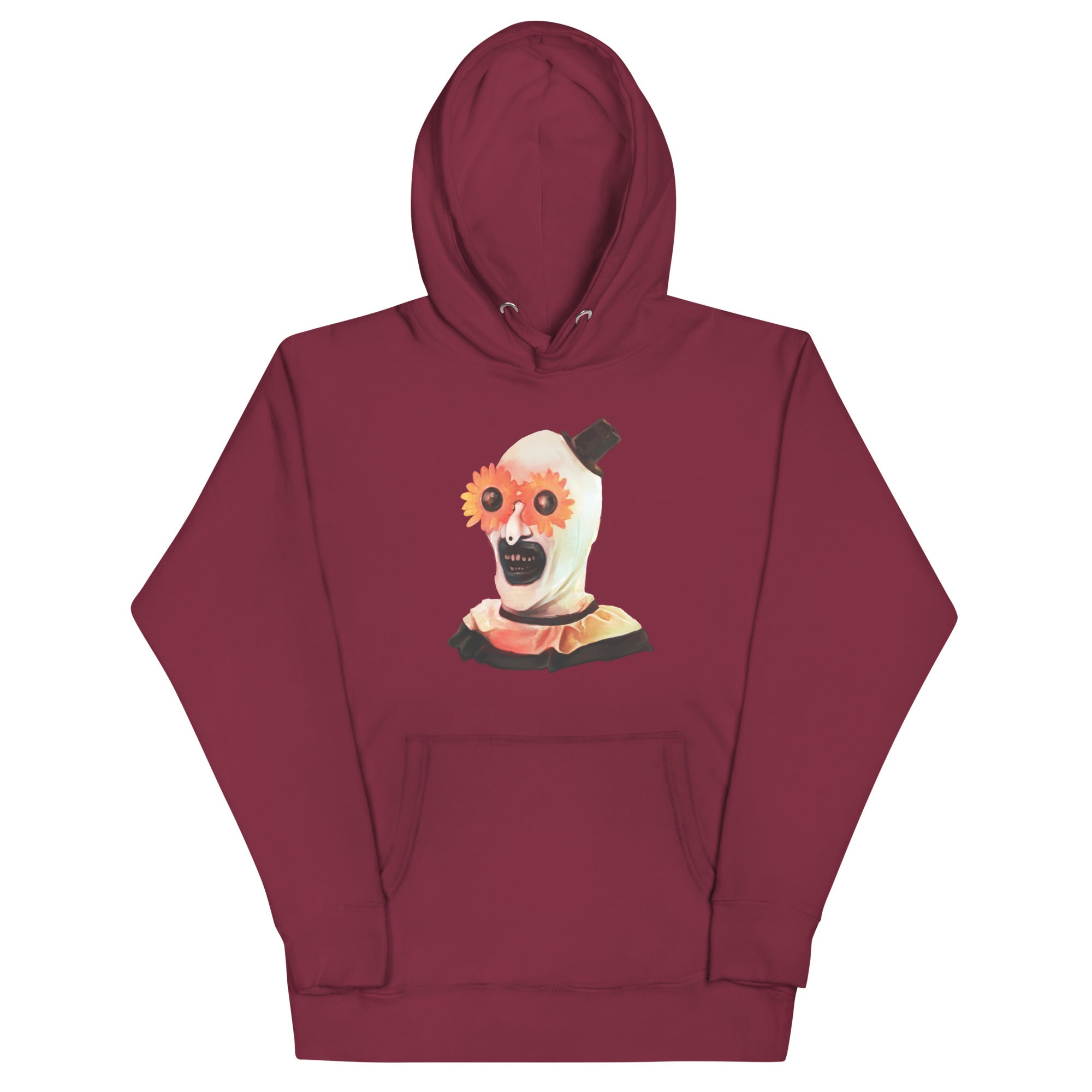 Art The creepiest clown with glasses terrifier flowers Unisex Hoodie Maroon - Apparel & Acessories