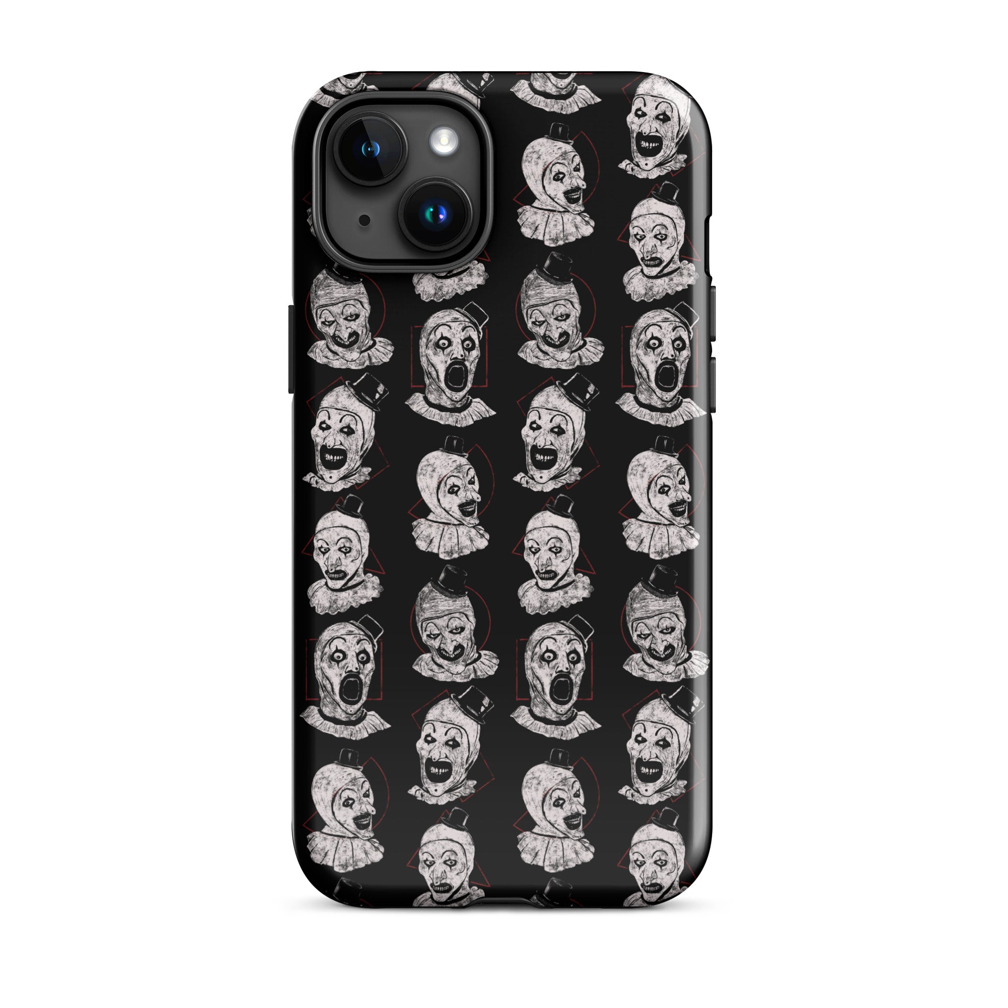 Terrifier Faces Pattern Phone Case - Art the Clown Multi-Expression Slasher Cover, Tough Case for iPhone® iPhone 15 Plus - Phone Acessories