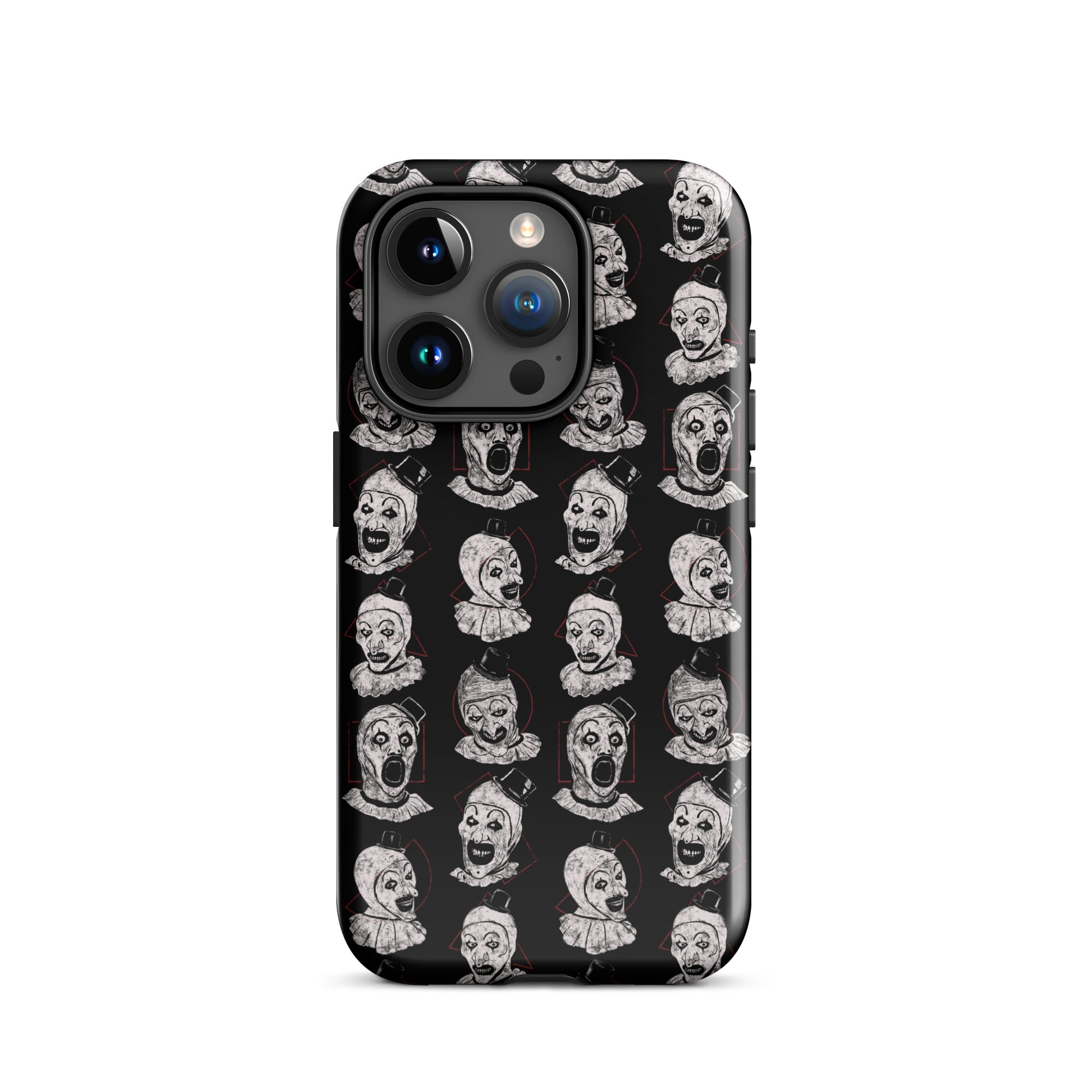 Terrifier Faces Pattern Phone Case - Art the Clown Multi-Expression Slasher Cover, Tough Case for iPhone® iPhone 15 Pro - Phone Acessories