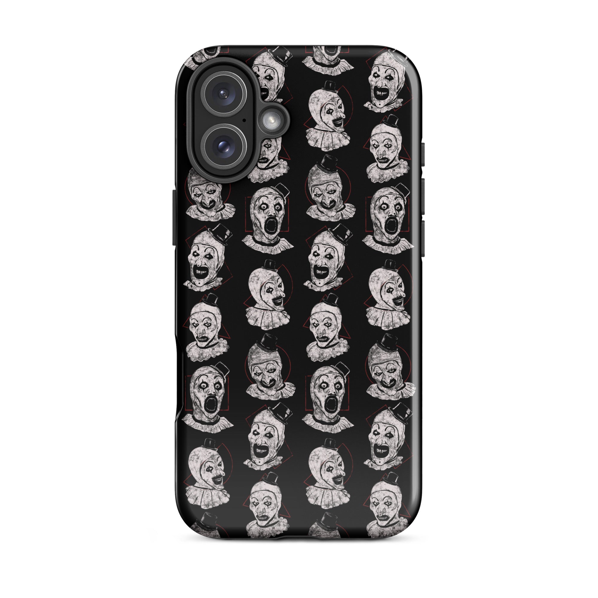 Terrifier Faces Pattern Phone Case - Art the Clown Multi-Expression Slasher Cover, Tough Case for iPhone® iPhone 16 Plus - Phone Acessories