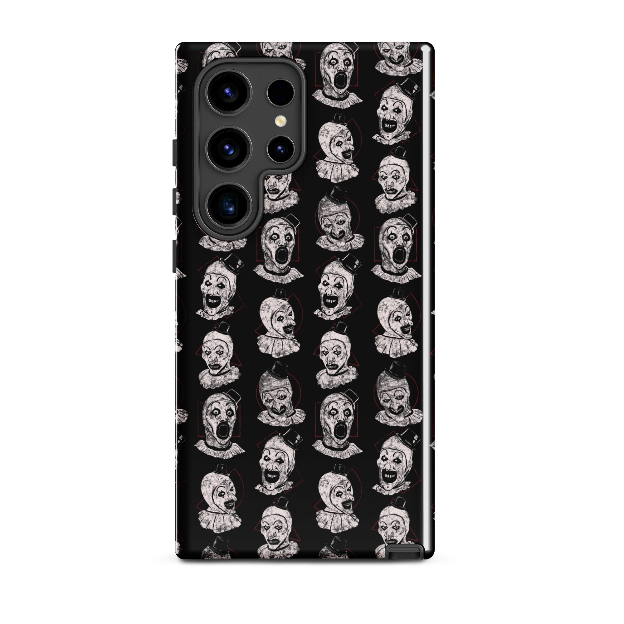 Terrifier Faces Pattern Phone Case - Art the Clown Multi-Expression Slasher Cover, Tough case for Samsung® Samsung Galaxy S24 Ultra - Phone Acessories