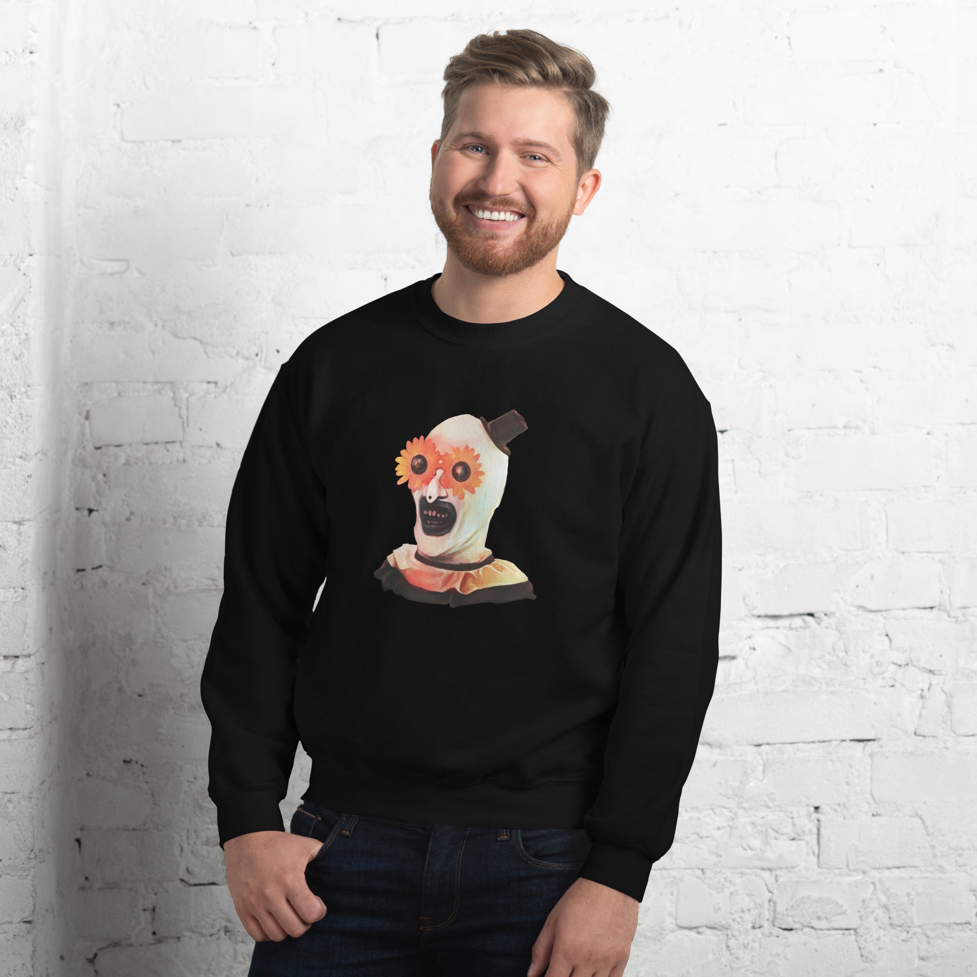 "Feeling Pretty" Art the Clown - Terrifier Dark Humor Art, Unisex Sweatshirt - Apparel & Acessories