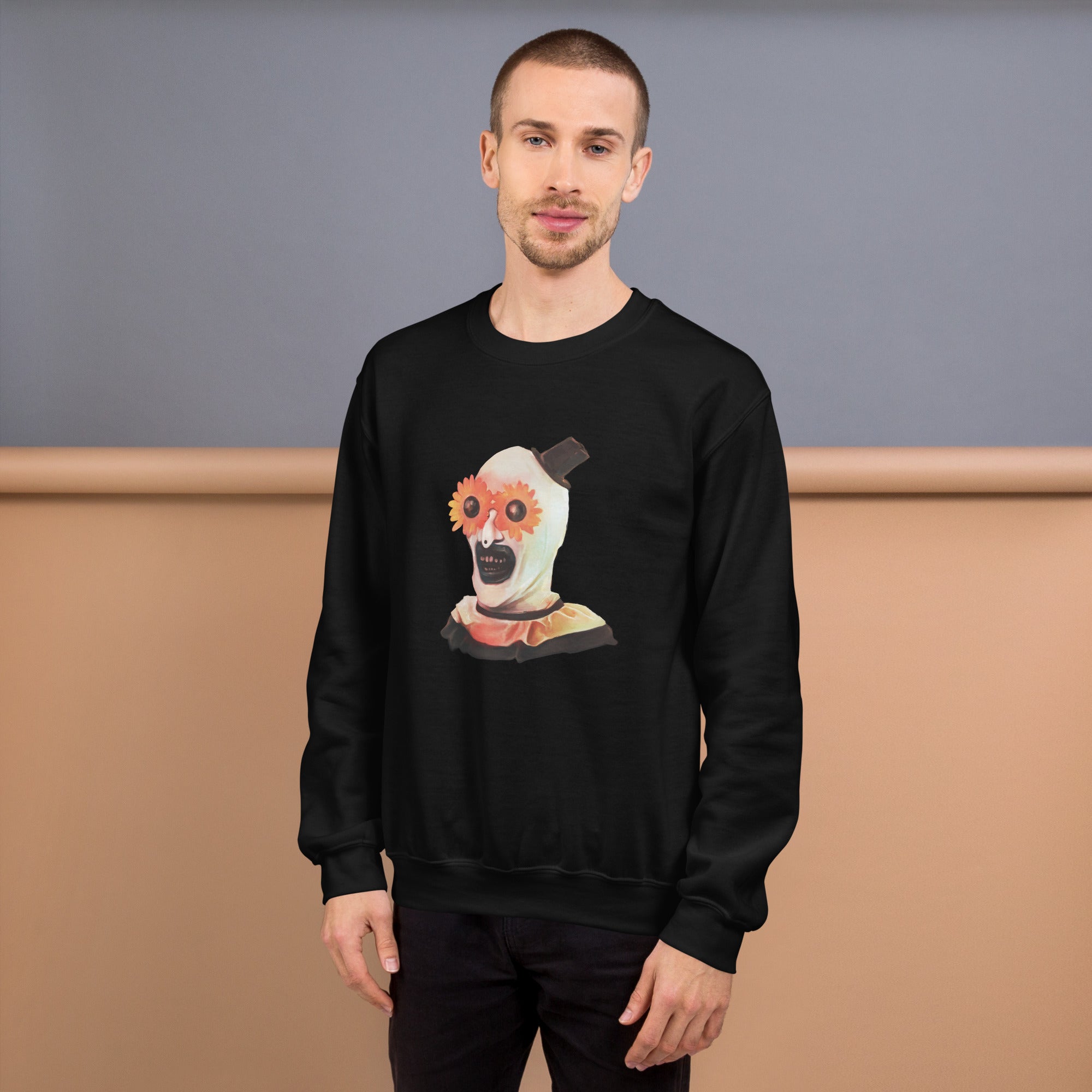 "Feeling Pretty" Art the Clown - Terrifier Dark Humor Art, Unisex Sweatshirt - Apparel & Acessories