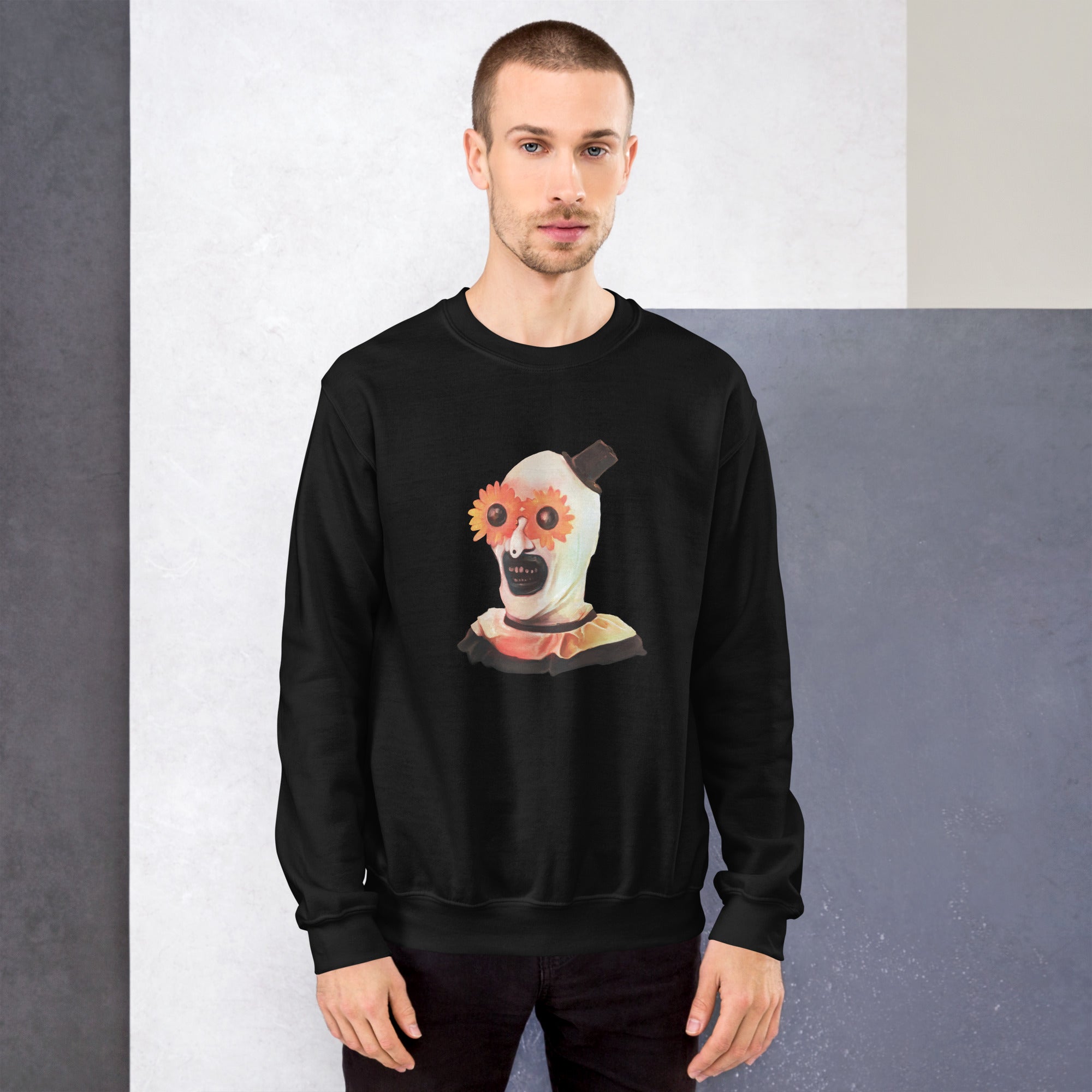 "Feeling Pretty" Art the Clown - Terrifier Dark Humor Art, Unisex Sweatshirt - Apparel & Acessories