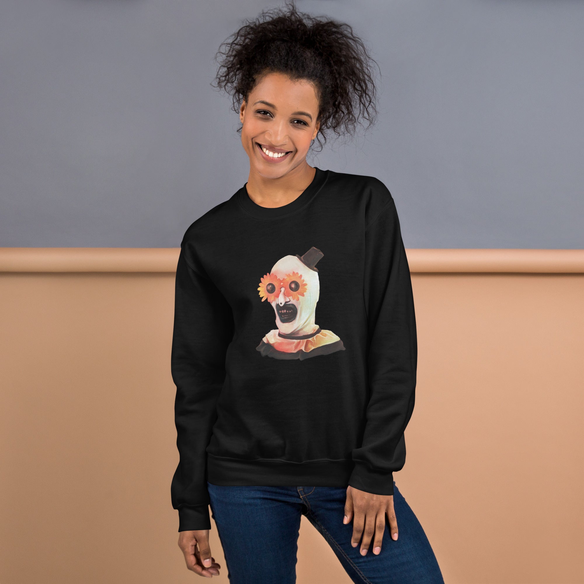 "Feeling Pretty" Art the Clown - Terrifier Dark Humor Art, Unisex Sweatshirt - Apparel & Acessories
