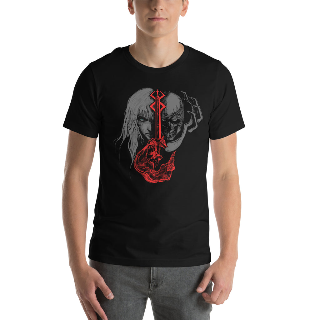 Guts berserk armor griffith and skull night and brand of sacrifice, Unisex t-shirt Black -