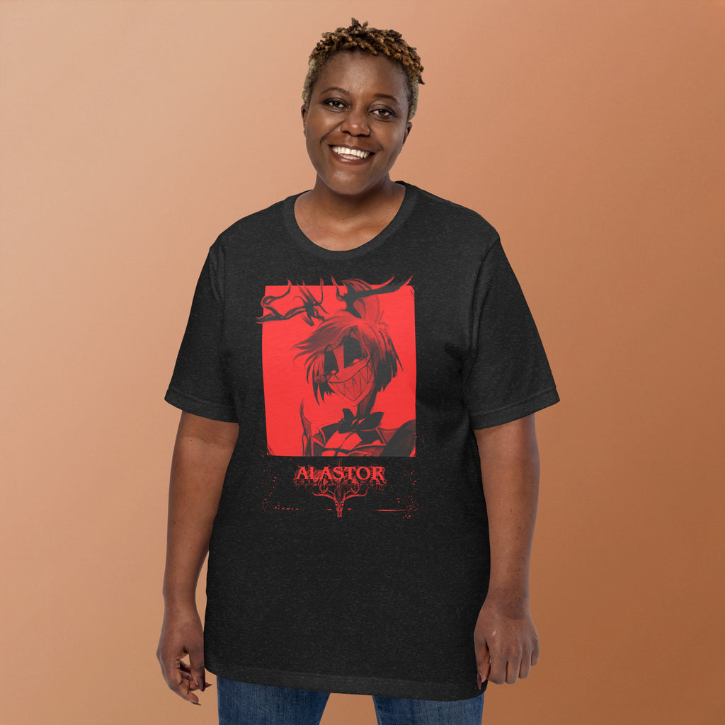 Hazbin Hotel Alastor T-Shirt Radio Demon Dark Red Gothic Art Hazbin Hotel Merch Alastor Fan Art , Unisex t-shirt - T-Shirts