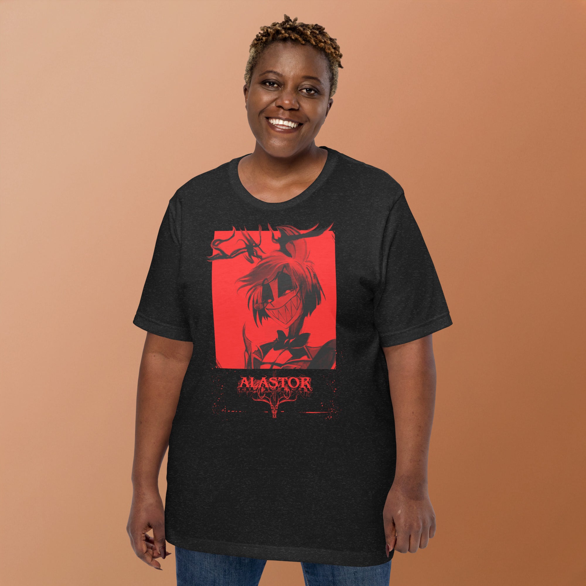 Hazbin Hotel Alastor T-Shirt Radio Demon Dark Red Gothic Art Hazbin Hotel Merch Alastor Fan Art , Unisex t-shirt - T-Shirts