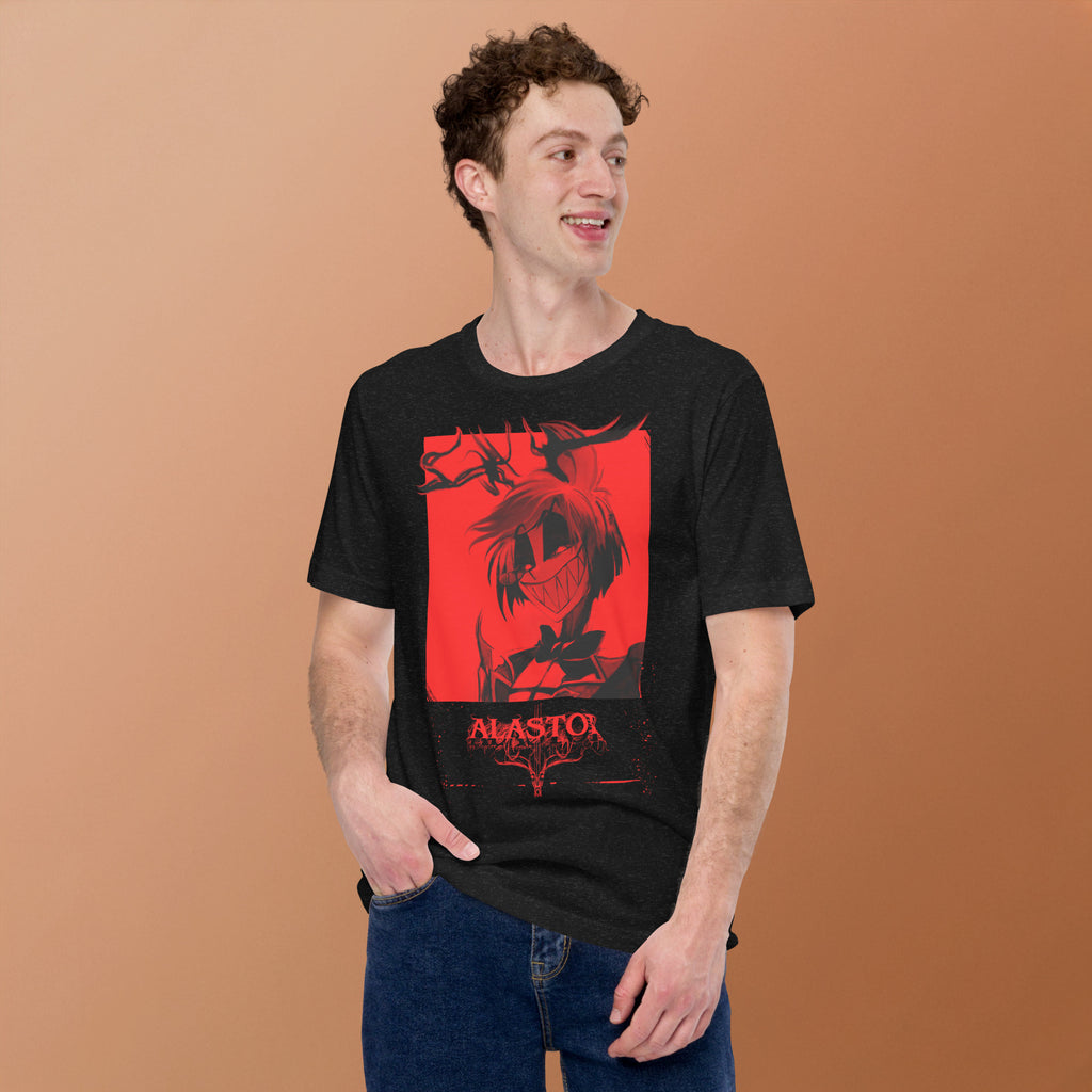 Hazbin Hotel Alastor T-Shirt Radio Demon Dark Red Gothic Art Hazbin Hotel Merch Alastor Fan Art , Unisex t-shirt - T-Shirts