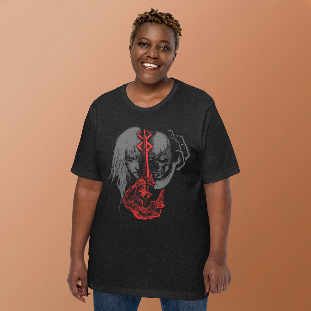 Guts berserk armor griffith and skull night and brand of sacrifice, Unisex t-shirt -