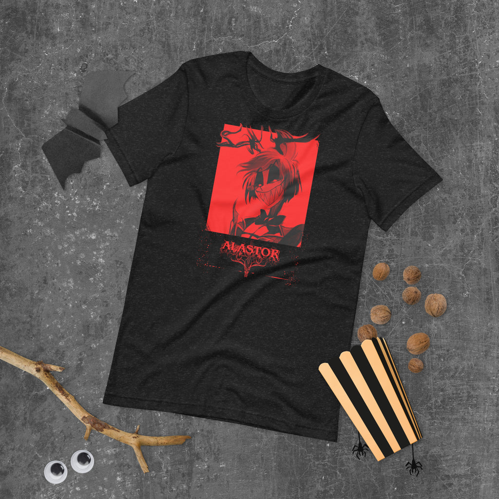 Hazbin Hotel Alastor T-Shirt Radio Demon Dark Red Gothic Art Hazbin Hotel Merch Alastor Fan Art , Unisex t-shirt - T-Shirts