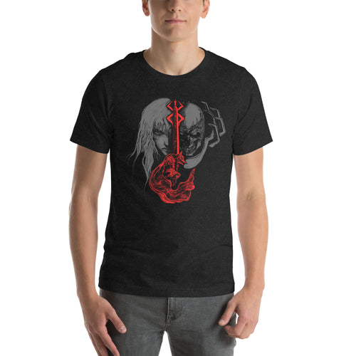 Guts berserk armor griffith and skull night and brand of sacrifice, Unisex t-shirt Black Heather -