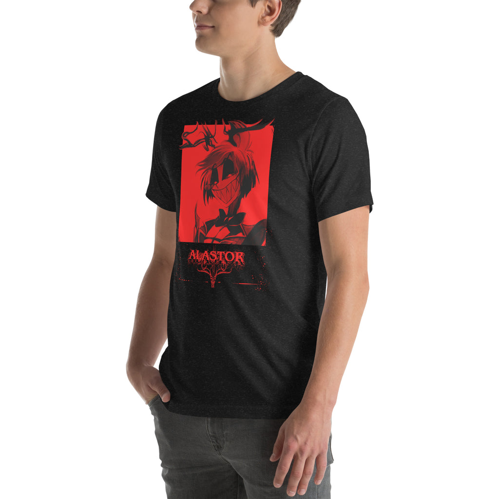 Hazbin Hotel Alastor T-Shirt Radio Demon Dark Red Gothic Art Hazbin Hotel Merch Alastor Fan Art , Unisex t-shirt - T-Shirts