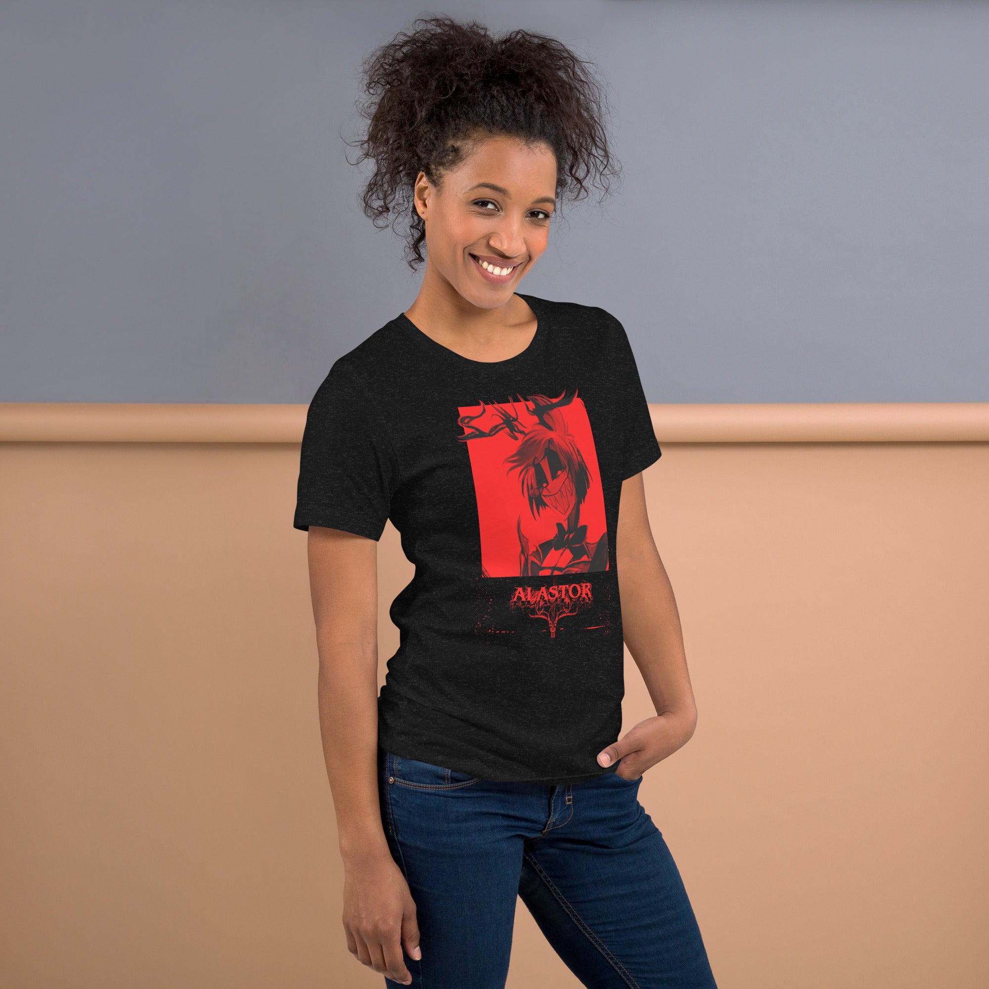 Hazbin Hotel Alastor T-Shirt Radio Demon Dark Red Gothic Art Hazbin Hotel Merch Alastor Fan Art , Unisex t-shirt - T-Shirts