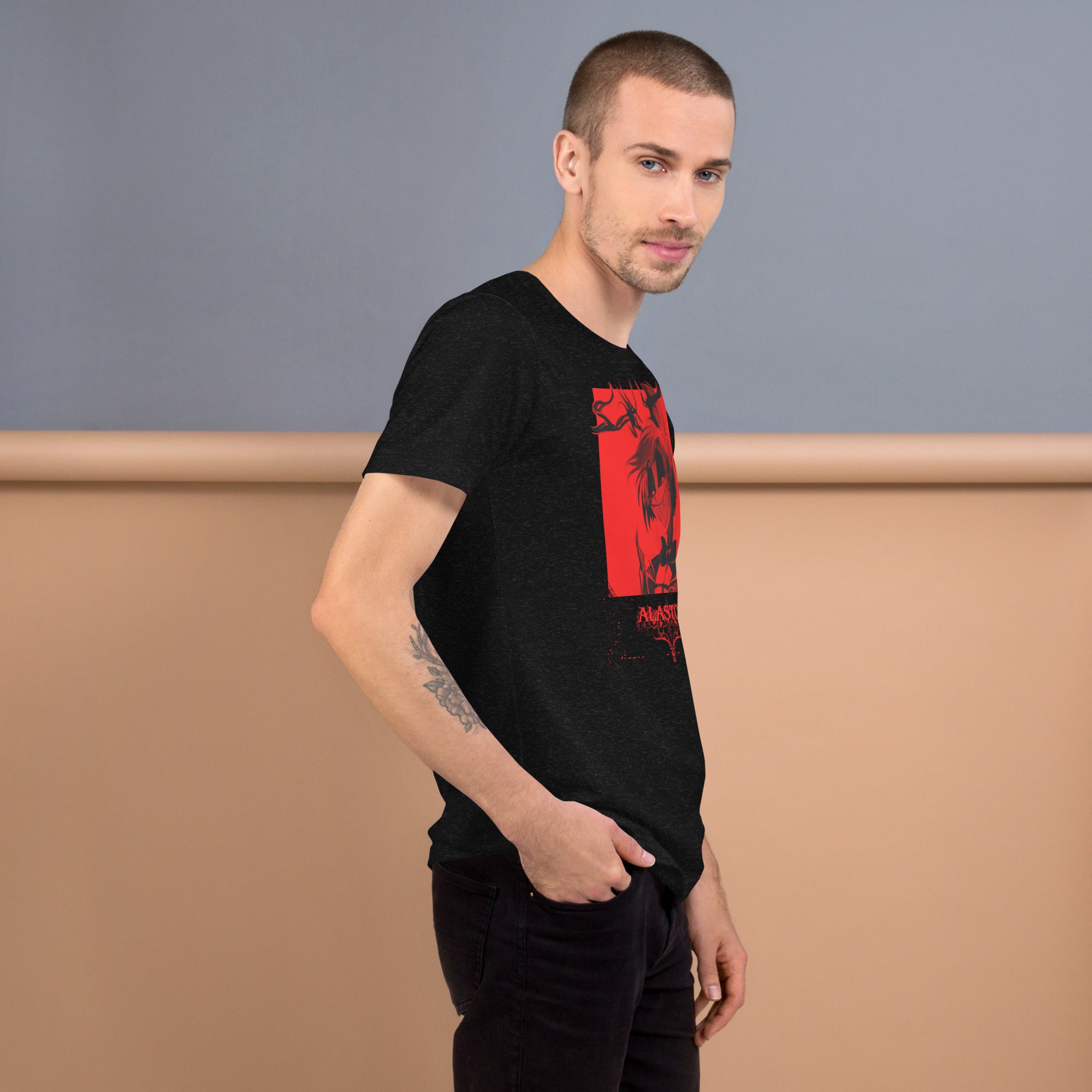 Hazbin Hotel Alastor T-Shirt Radio Demon Dark Red Gothic Art Hazbin Hotel Merch Alastor Fan Art , Unisex t-shirt - T-Shirts