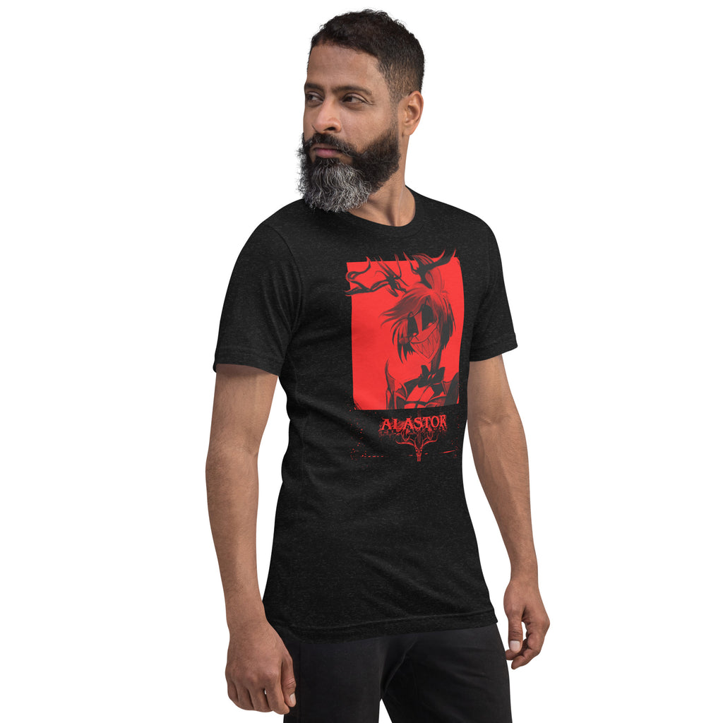 Hazbin Hotel Alastor T-Shirt Radio Demon Dark Red Gothic Art Hazbin Hotel Merch Alastor Fan Art , Unisex t-shirt - T-Shirts