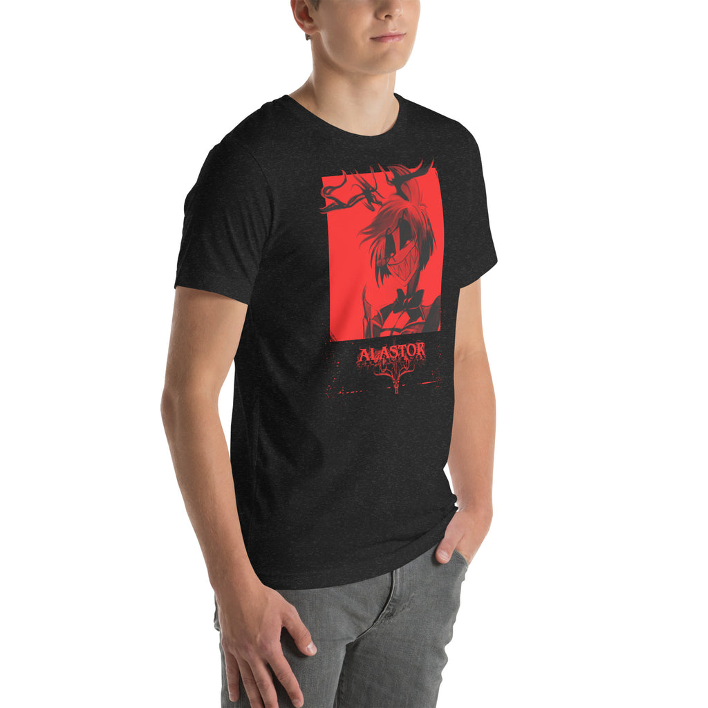 Hazbin Hotel Alastor T-Shirt Radio Demon Dark Red Gothic Art Hazbin Hotel Merch Alastor Fan Art , Unisex t-shirt - T-Shirts
